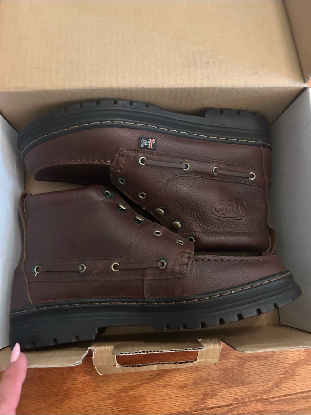 Justin Brown Leather Lace-Up Boots